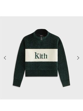 Kith Kids Forest Green & Cream Logo Quarter-Zip Pullover